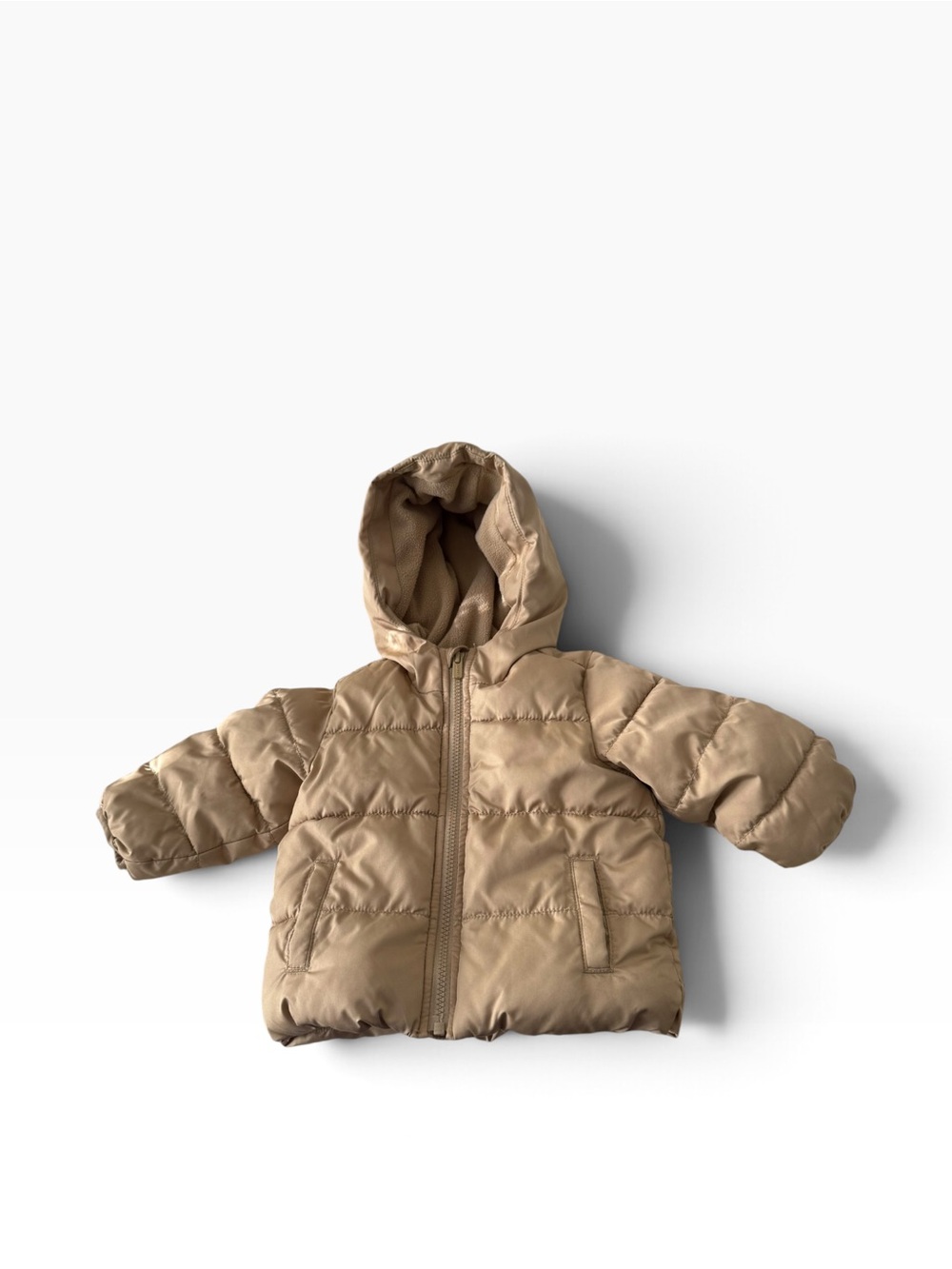 Old Navy Kids Hooded Puffer Jacket in Beige
